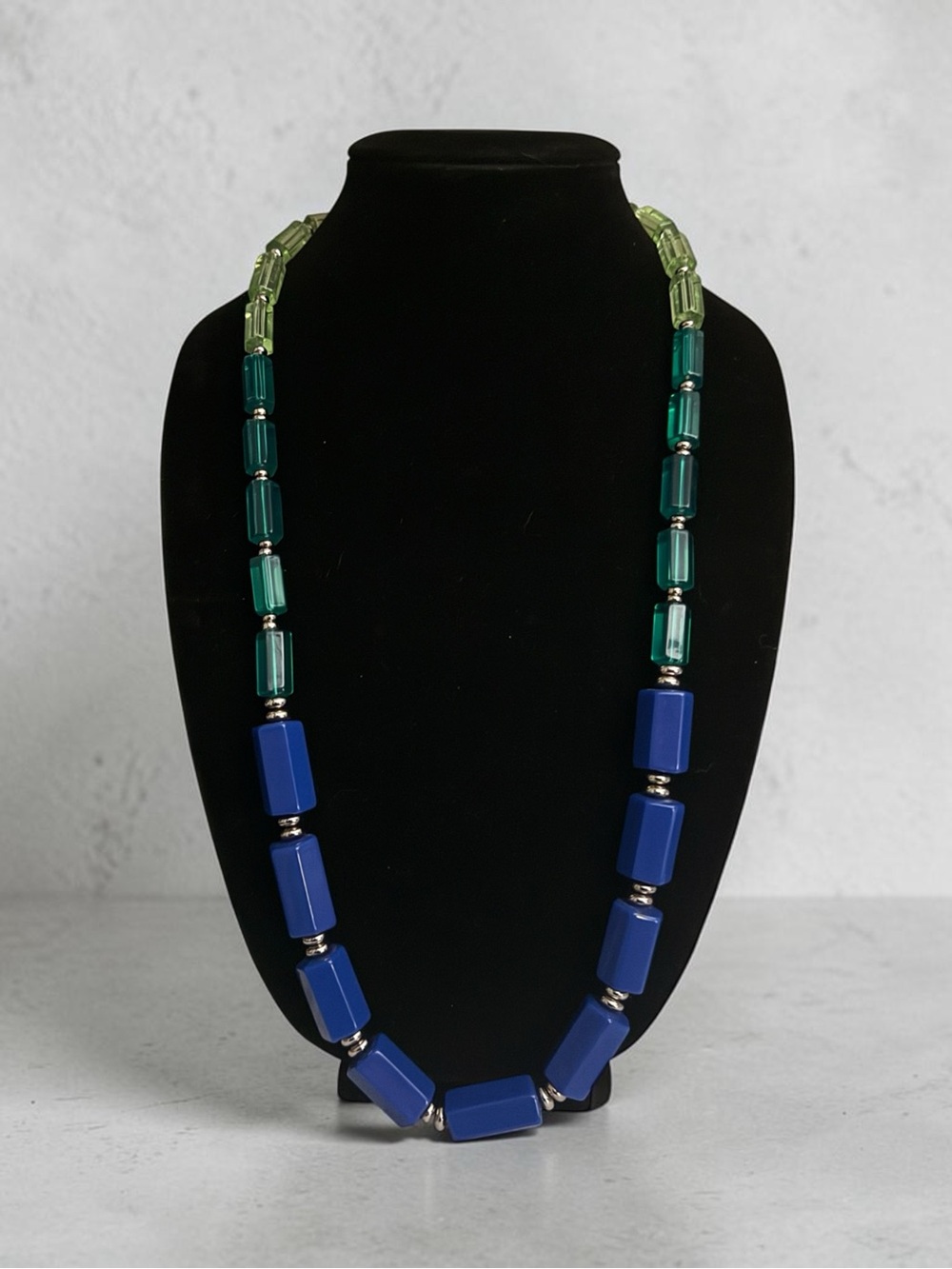 Coldwater Creek: Bold Blue and Green Long Beaded Statement Necklace